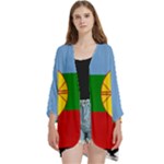 Flag Of The Mapuches Open Front 3/4 Sleeve Batwing Chiffon Cardigan Kimono