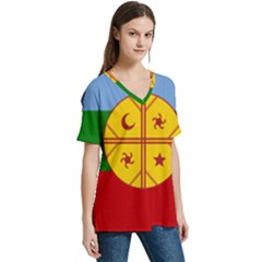 V-Neck Split Shoulder Casual T-Shirt 