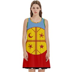 Round Neck Sleeve Casual Dress With Pockets 