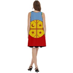 Round Neck Sleeve Casual Dress With Pockets 