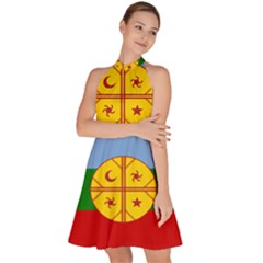 Sleeveless Halter Neck A-Line Dress 