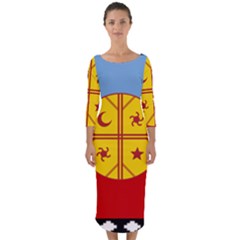 Quarter Sleeve Midi Bodycon Dress 