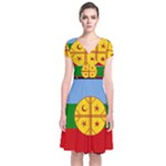 Flag Of The Mapuches Svg Short Sleeve Front Wrap Dress