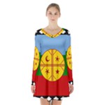 Flag Of The Mapuches Svg Long Sleeve Velvet V-neck Dress