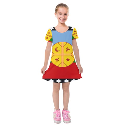 Flag Of The Mapuches Svg Kids  Short Sleeve Velvet Dress from ArtsNow.com