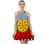 Flag Of The Mapuches Svg Halter Tie Back Chiffon Dress
