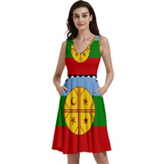 Sleeveless V-Neck Skater Dress with Pockets 