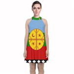Flag Of The Mapuches Svg Velvet Halter Neckline Dress 