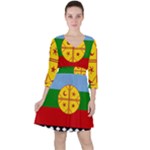 Flag Of The Mapuches Svg Quarter Sleeve Ruffle Waist Dress