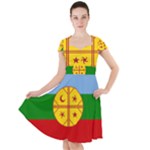 Flag Of The Mapuches Svg Cap Sleeve Midi Dress With Pockets