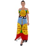 Flag Of The Mapuches Svg Off Shoulder Open Front Chiffon Dress