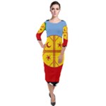 Flag Of The Mapuches Svg Quarter Sleeve Midi Velour Bodycon Dress