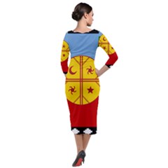 Quarter Sleeve Midi Velour Bodycon Dress 