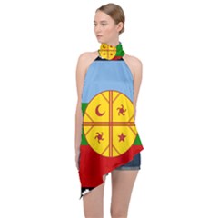 Halter Asymmetric Satin Top 