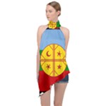 Flag Of The Mapuches Svg Halter Asymmetric Satin Top