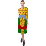 Flag Of The Mapuches Svg Ruffle End Midi Chiffon Dress