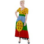 Flag Of The Mapuches Svg Button Up Short Sleeve Maxi Dress