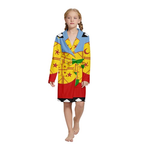 Flag Of The Mapuches Svg Kids  Long Sleeve Velvet Lounge Robe from ArtsNow.com
