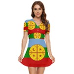 Flag Of The Mapuches Svg V-Neck High Waist Chiffon Mini Dress