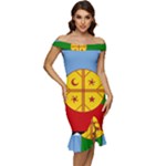 Flag Of The Mapuches Svg Off Shoulder Ruffle Split Hem Bodycon Dress