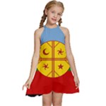 Flag Of The Mapuches Svg Kids  Halter Collar Waist Tie Chiffon Dress