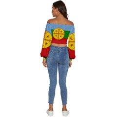 Long Sleeve Crinkled Weave Crop Top 