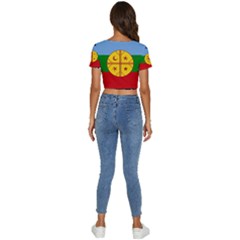 Short Sleeve Square Neckline Crop Top  