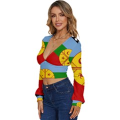 Long Sleeve Deep-V Velour Top 