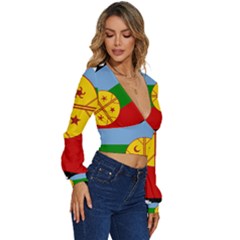 Long Sleeve Deep-V Velour Top 