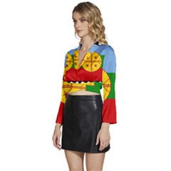 Long Sleeve Tie Back Satin Wrap Top 