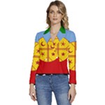 Flag Of The Mapuches Svg Women s Long Sleeve Revers Collar Cropped Jacket
