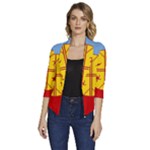 Flag Of The Mapuches Svg Women s Draped Front 3/4 Sleeve Shawl Collar Jacket