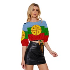 Mid Sleeve Drawstring Hem Top 