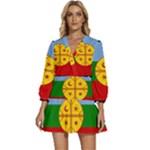 Flag Of The Mapuches Svg V-Neck Placket Mini Dress