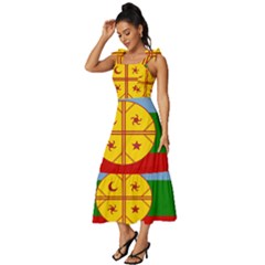Tie-Strap Tiered Midi Chiffon Dress 