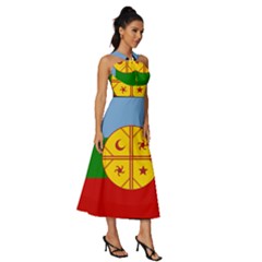Sleeveless Cross Front Cocktail Midi Chiffon Dress 