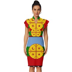 Vintage Frill Sleeve V-Neck Bodycon Dress 