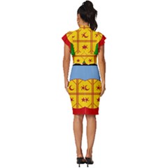 Vintage Frill Sleeve V-Neck Bodycon Dress 