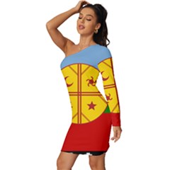 Long Sleeve One Shoulder Mini Dress 