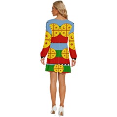 Long Sleeve Waist Tie Ruffle Velvet Dress 