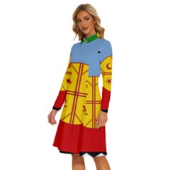 Long Sleeve Shirt Collar A-Line Dress 
