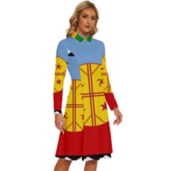 Long Sleeve Shirt Collar A-Line Dress 