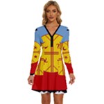 Flag Of The Mapuches Svg Long Sleeve Deep V Mini Dress 
