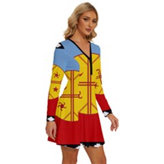 Long Sleeve Deep V Mini Dress  