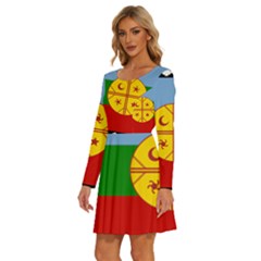 Long Sleeve Wide Neck Velvet Dress 