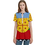Flag Of The Mapuches Svg Women s Zip Front V-Neck Short Sleeve Casual Top Pocket Shirt