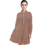 Mocha Mousse Hex Code #a47864 Long Sleeve Chiffon Shirt Dress
