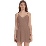 Mocha Mousse Hex Code #a47864 Body Wrap Sleeveless V-Neck Mini Dress