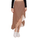 Mocha Mousse Hex Code #a47864 Asymmetrical Ruffle Hem Skirt 