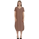 Mocha Mousse Hex Code #a47864 T-Shirt Midi Dress With Pockets